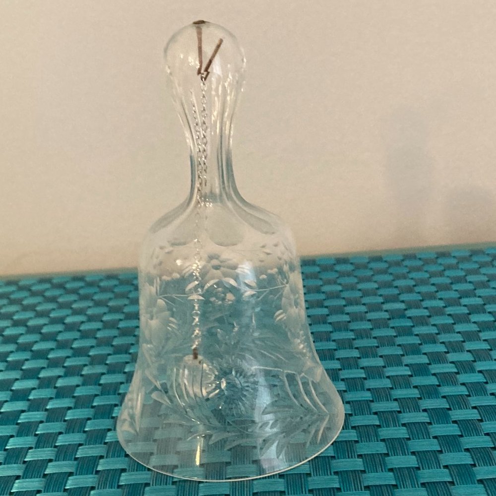 Crystal Bell Floral Etched Vintage